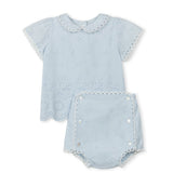 One Child Light Blue Avery Eyelet Lace Trim Set
