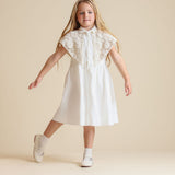 One Child White Lester Crochet Cape Dress