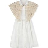 One Child White Lester Crochet Cape Dress
