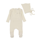 Bee & Dee Cream Shadow Organic Ditsy Pointelle Footie Set