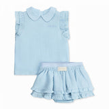 La Nina Light Blue Gingham Ruffle Set