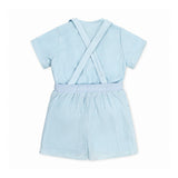 La Nina Light Blue Gingham Overall Set