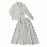 La Nina Beige Pinstripe Bows Set
