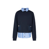 Poet Navy Mixed Media Swift Top