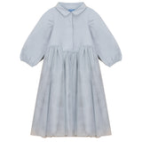 Pompomme Blue Taffeta Tulle Dress