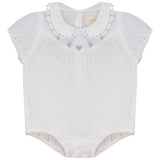 Pompomme White Embroidered Romper