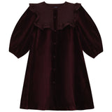 Pompomme Cherry Lacquer Frilled Velvet Dress