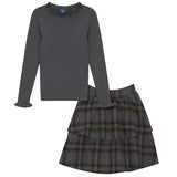 Pompomme Grey Plaid Set
