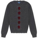 Pompomme Grey Embroidered Flower Sweater