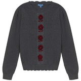 Pompomme Grey Embroidered Flower Sweater