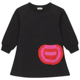 Pompomme Black Ruffle Pocket Dress
