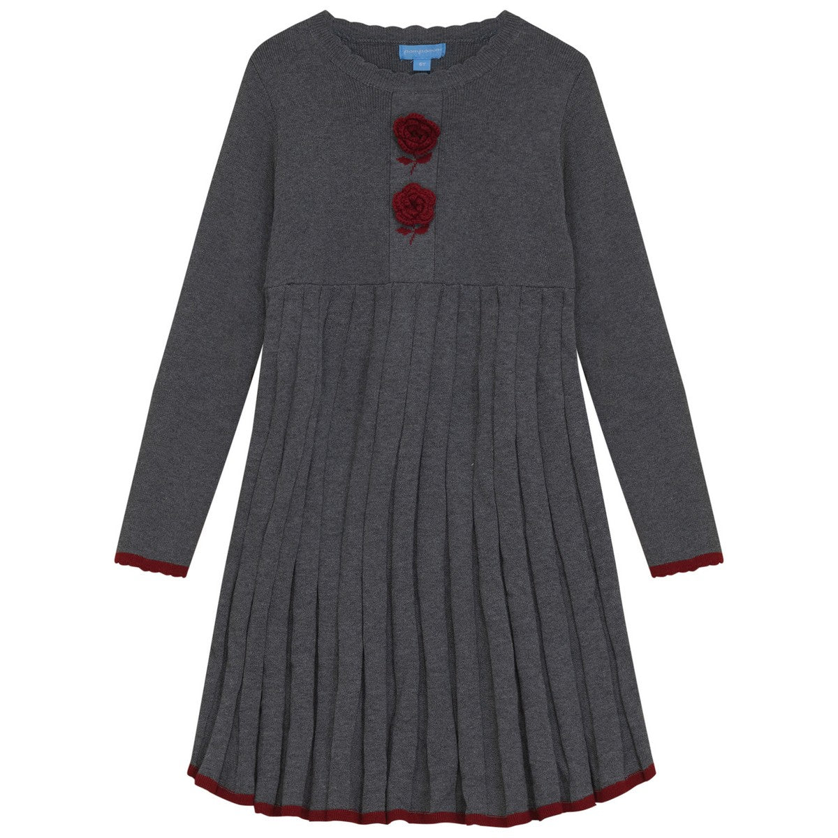 Pompomme Grey Crochet Flower Knit Dress