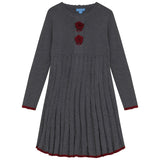 Pompomme Grey Crochet Flower Knit Dress