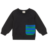 Pompomme Black Stripe Pocket Sweatshirt
