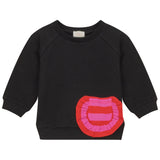Pompomme Black Stripe Ruffle Pocket Sweatshirt