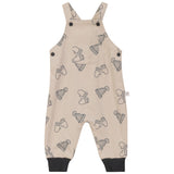 Pompomme Oatmilk Cord Printed Overalls