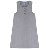 Pompomme Grey Placket Detail Wool Dress