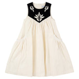 Pip+Pio Cream/Black Velvet Yoke Detail Dress