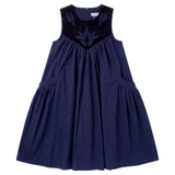 Pip+Pio Navy/Black Velvet Yoke Detail Dress