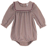 Mini P Burgundy Velvet Rick Rack Romper