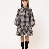 Piccola Ludo Beige Plaid Taffeta Pandoro Dress