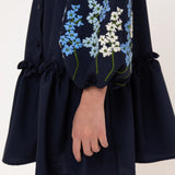 Piccola Ludo Garden Blue Flower Embroidered Pandoro Dress