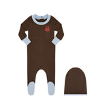 Parni Brown/Light Blue Chestnut Locket Footie
