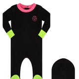 Parni Black/Pink Heartlock Neon Cuff Footie