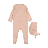 Lilette Peach Pinpoint Wrapover Footie Set