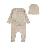 Bee & Dee Blue Organic Paper Print Footie Set