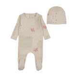 Bee & Dee Pink Organic Paper Print Footie Set