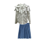 Papillon White/Blue Fann Set