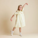 Papillon Yellow Textured Ruffle Collar Dress