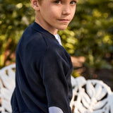 Parni Navy Patch Cardigan