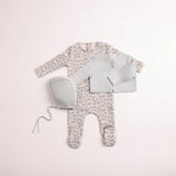 Bee & Dee Dusty Blue Petite Fleurs Footie Set