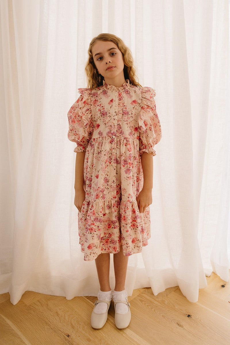 Petite Amalie Posie Print Scallop Dress