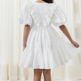 Petite Amalie White Eyelet Ruffle Dress