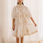 Petite Amalie WhiteNatural Doily Smock Dress