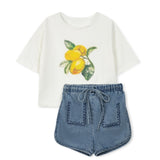 Phil and Phoebe White Lemon Shorts Set