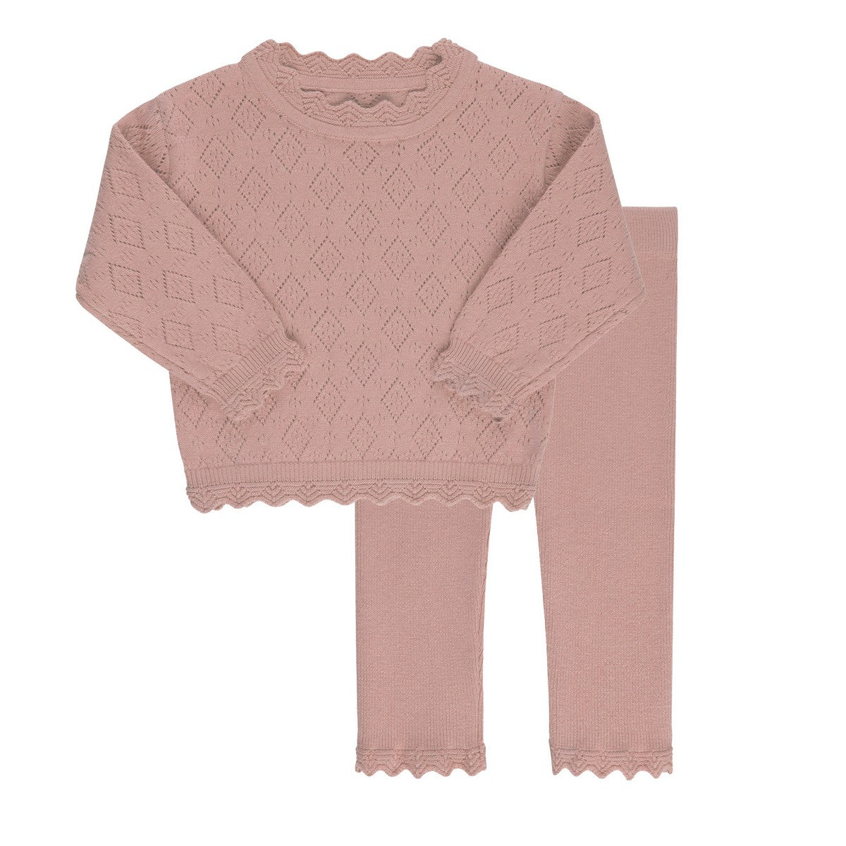 Ely's & Co Pink Pointelle Knit Set