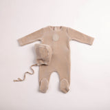 Bee & Dee Flint Grey Plaquette Velour Footie Set