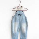 Please Mom Denim Bow Barrel Overalls