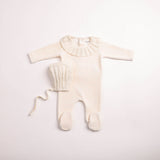 Bee & Dee Linen Pleated Knit Footie Set