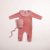 Bee & Dee Tea Rose Pleated Knit Footie Set
