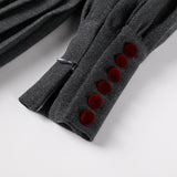 Nou Nelle Dark Grey Pleated Button Dress