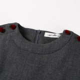 Nou Nelle Dark Grey Pleated Button Dress
