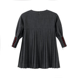 Nou Nelle Dark Grey Pleated Button Dress