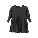 Nou Nelle Dark Grey Pleated Button Dress