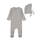 Bee & Dee Dusty Blue Pointelle Flowers Footie Set