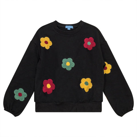 Pompomme Black Floral Poodle Sweatshirt